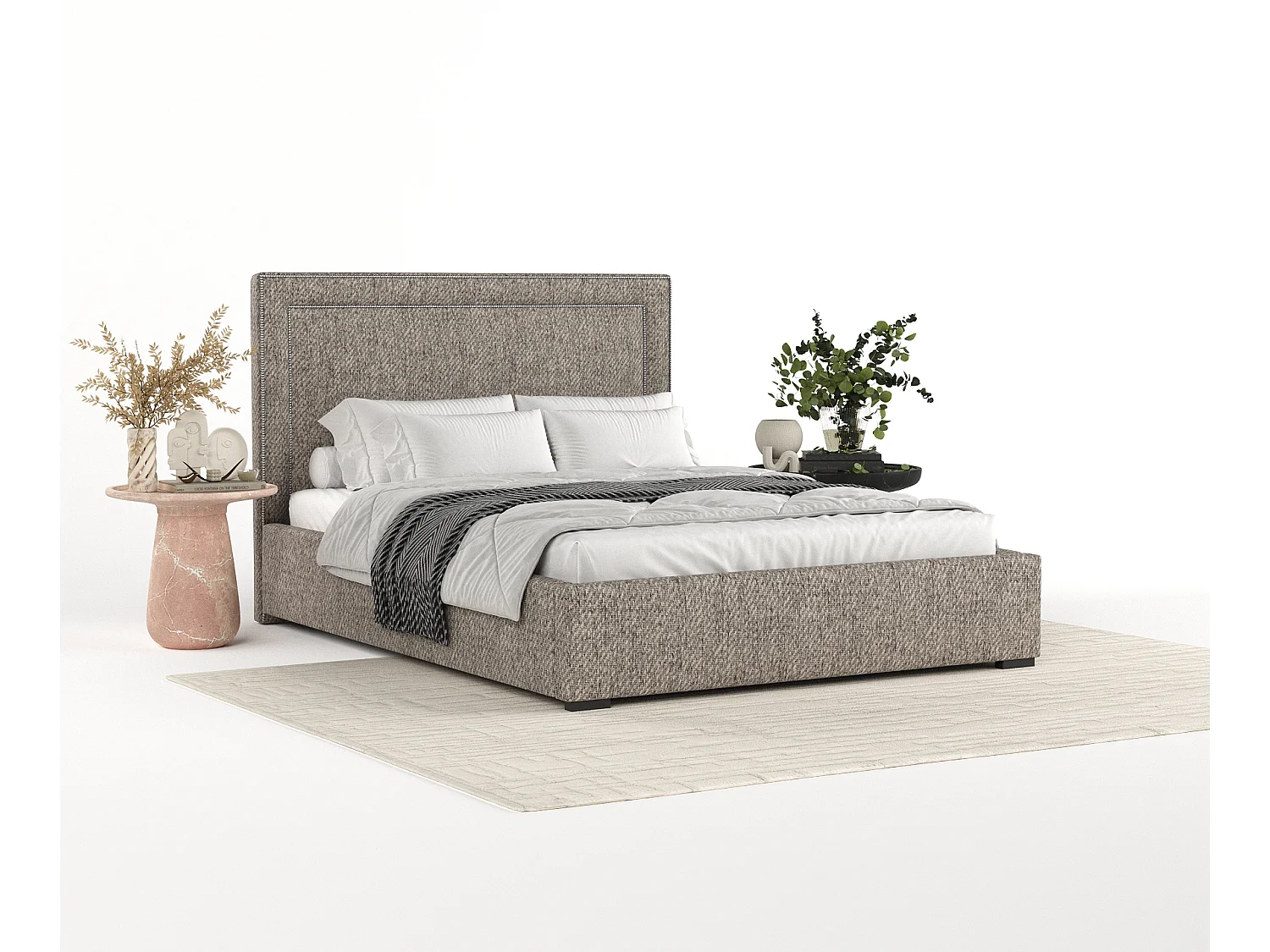 Polsterbett Como - 120 x 200 cm - Webstoff - braun