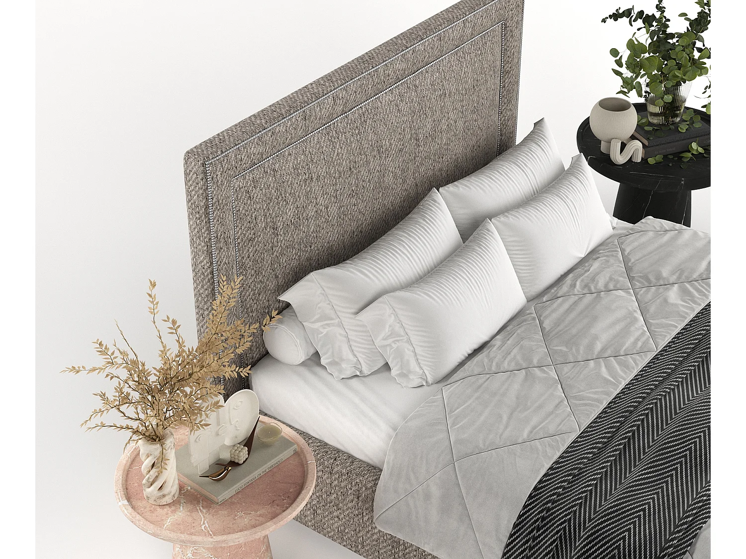 Polsterbett Como - 120 x 200 cm - Webstoff - braun