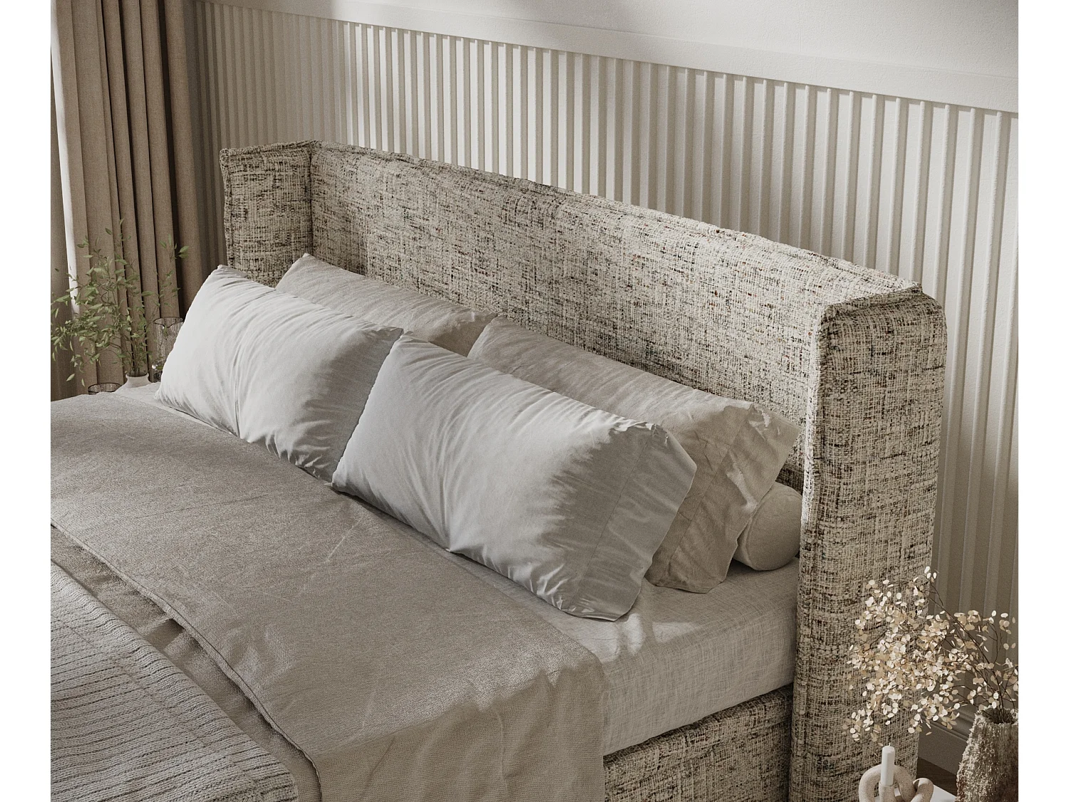 Lit coffre en toile tissée Ritual - 140 x 200 cm - beige mélangé