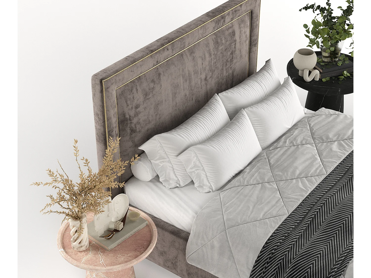 Polsterbett Como - 120 x 200 cm - Chenille-Stoff - braun