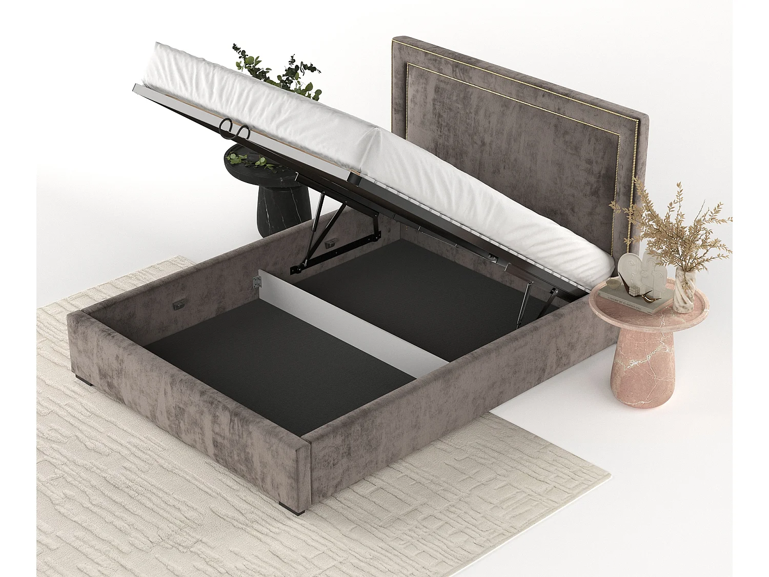 Łóżko tapicerowane Como - 120 x 200 cm - szenil - brązowy