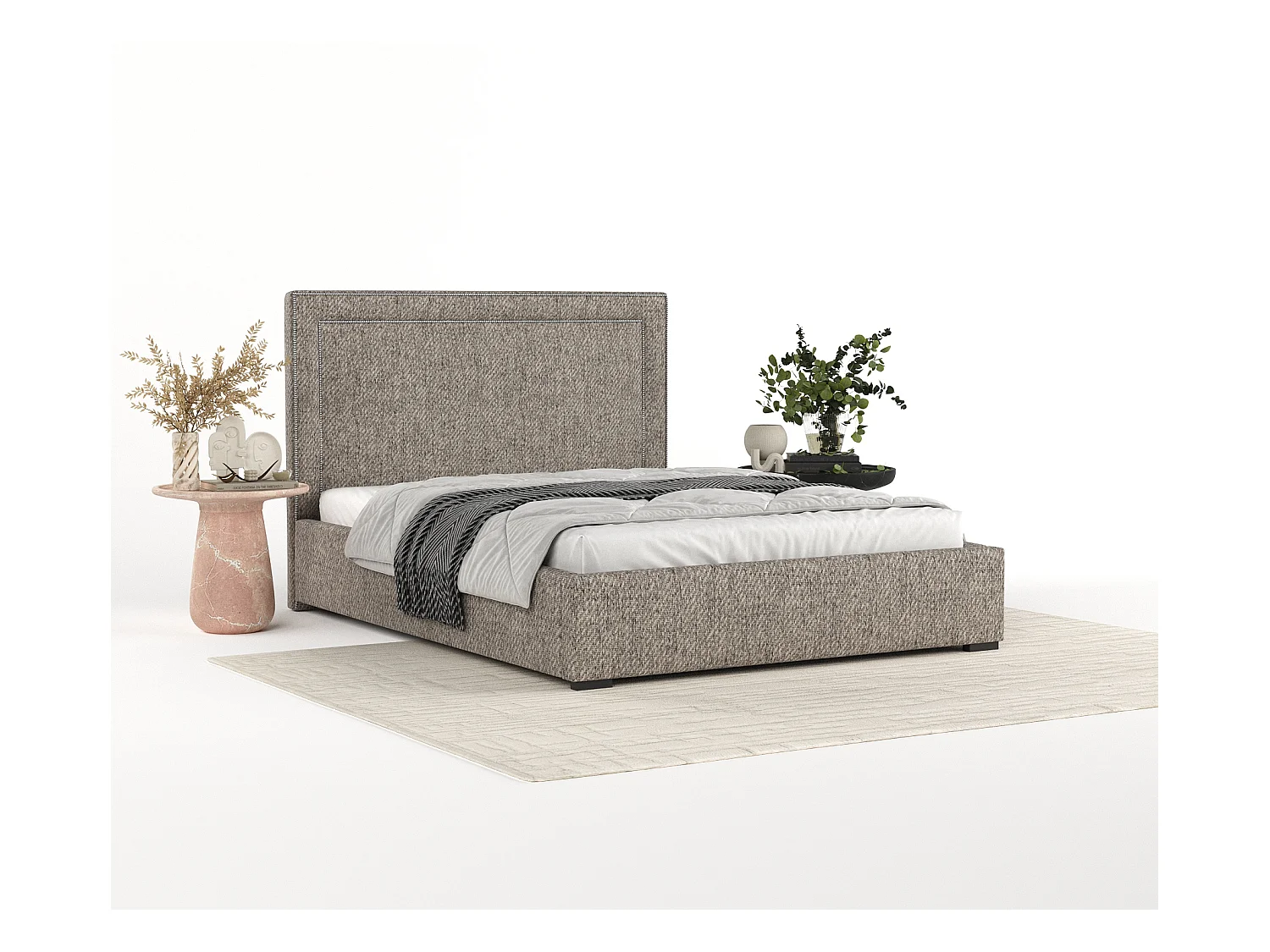 Polsterbett Como - 180 x 200 cm - Webstoff - braun