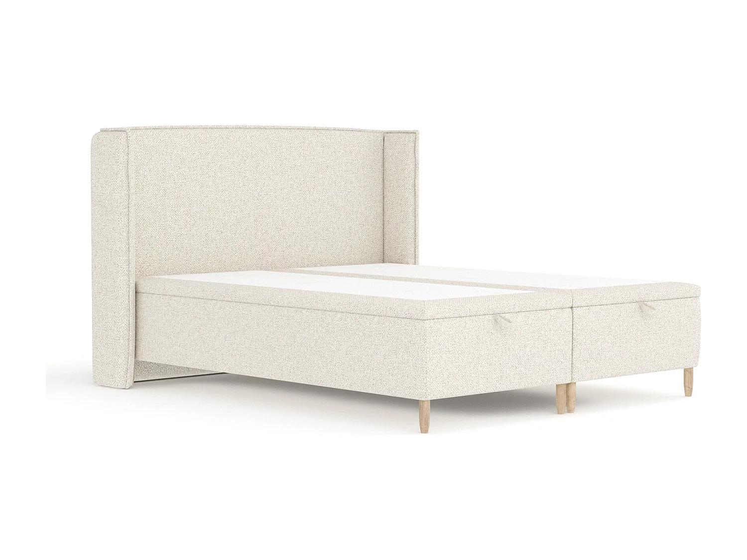 Łóżko tapicerowane w tkaninie boucle Ritual - 140 x 200 cm - kremowy