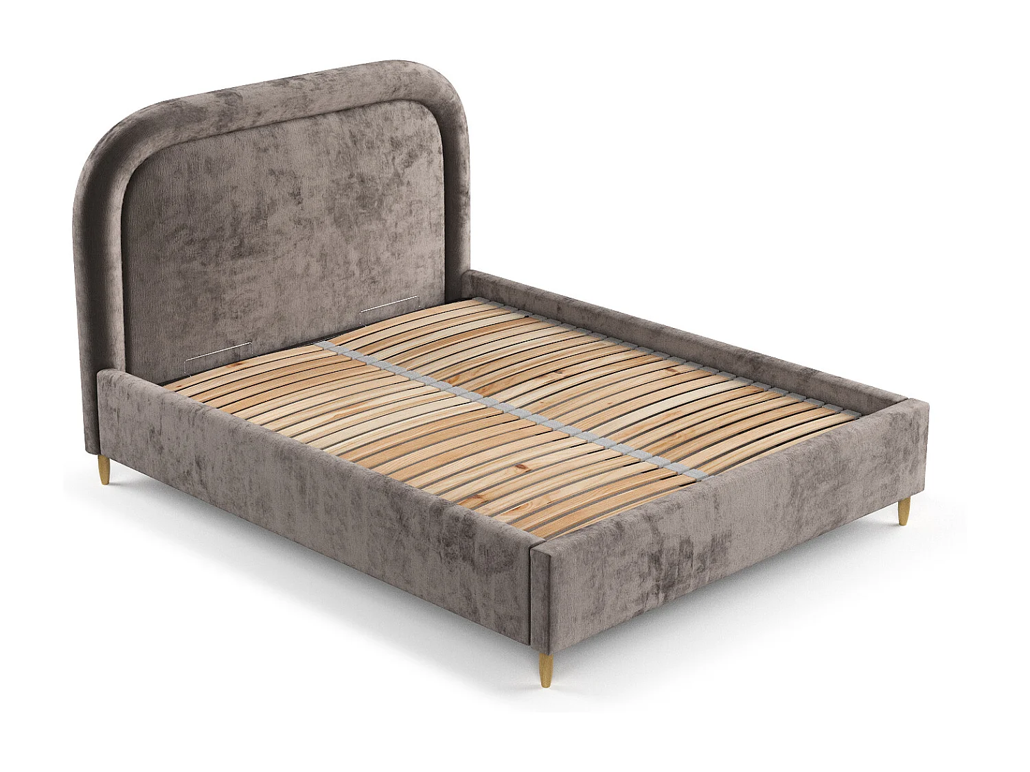 Polsterbett Mija - 140 x 200 cm - Chenille-Stoff - braun