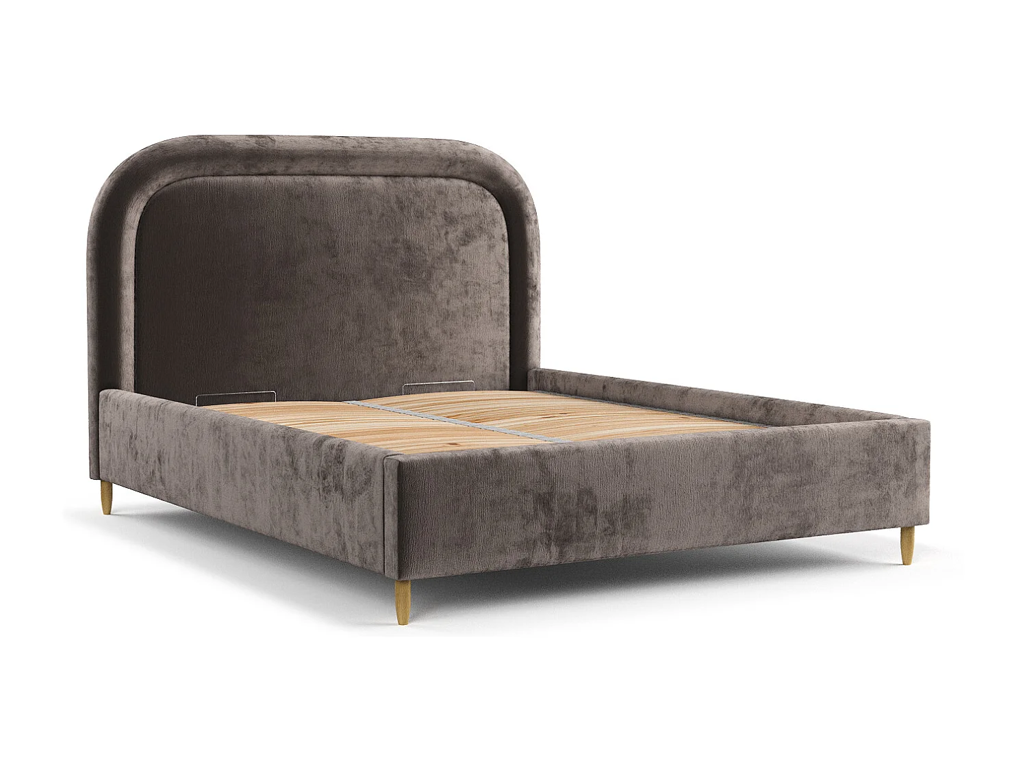 Polsterbett Mija - 140 x 200 cm - Chenille-Stoff - braun