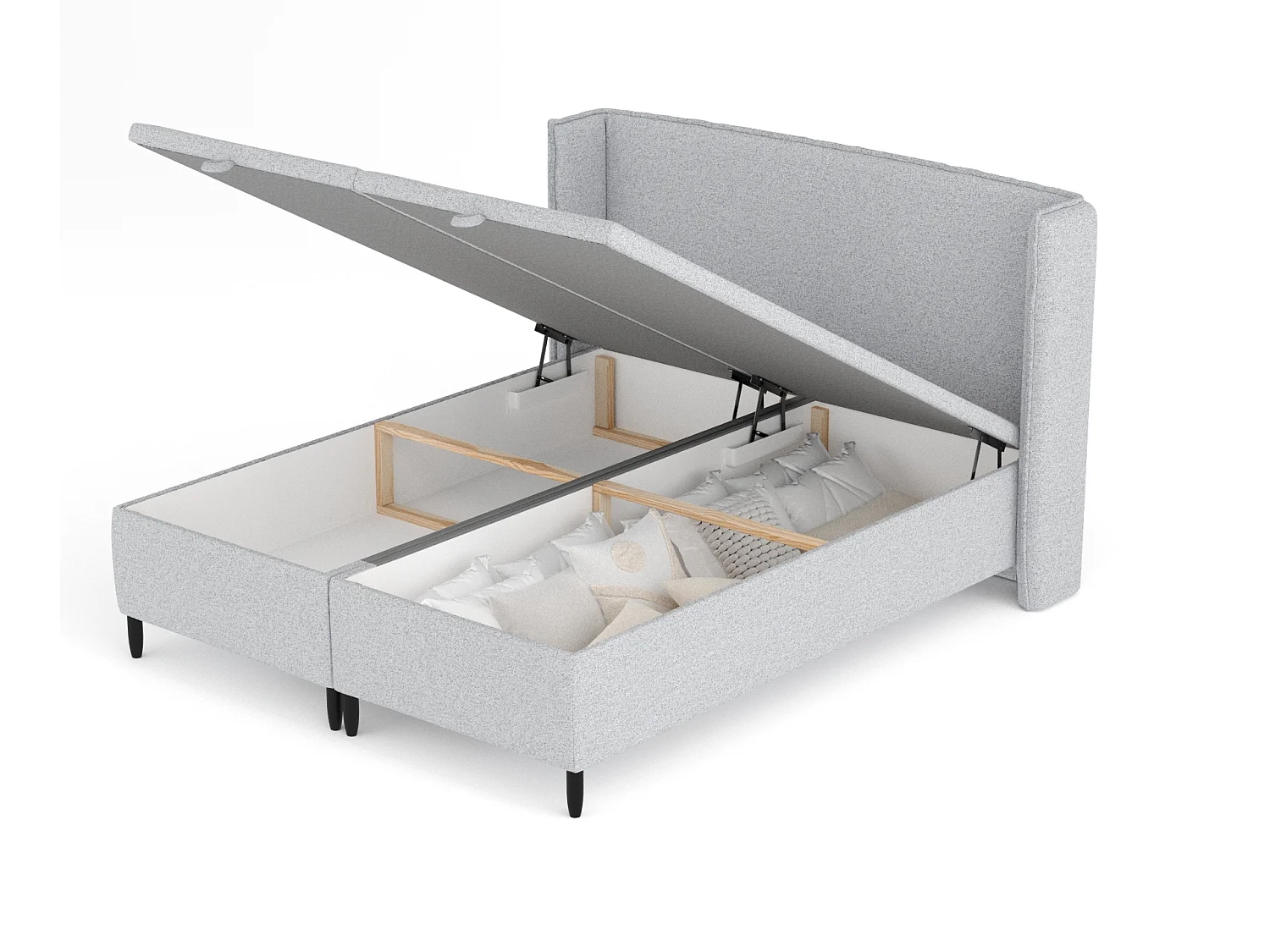 Lit coffre en toile tissée Ritual - 180 x 200 cm - gris clair