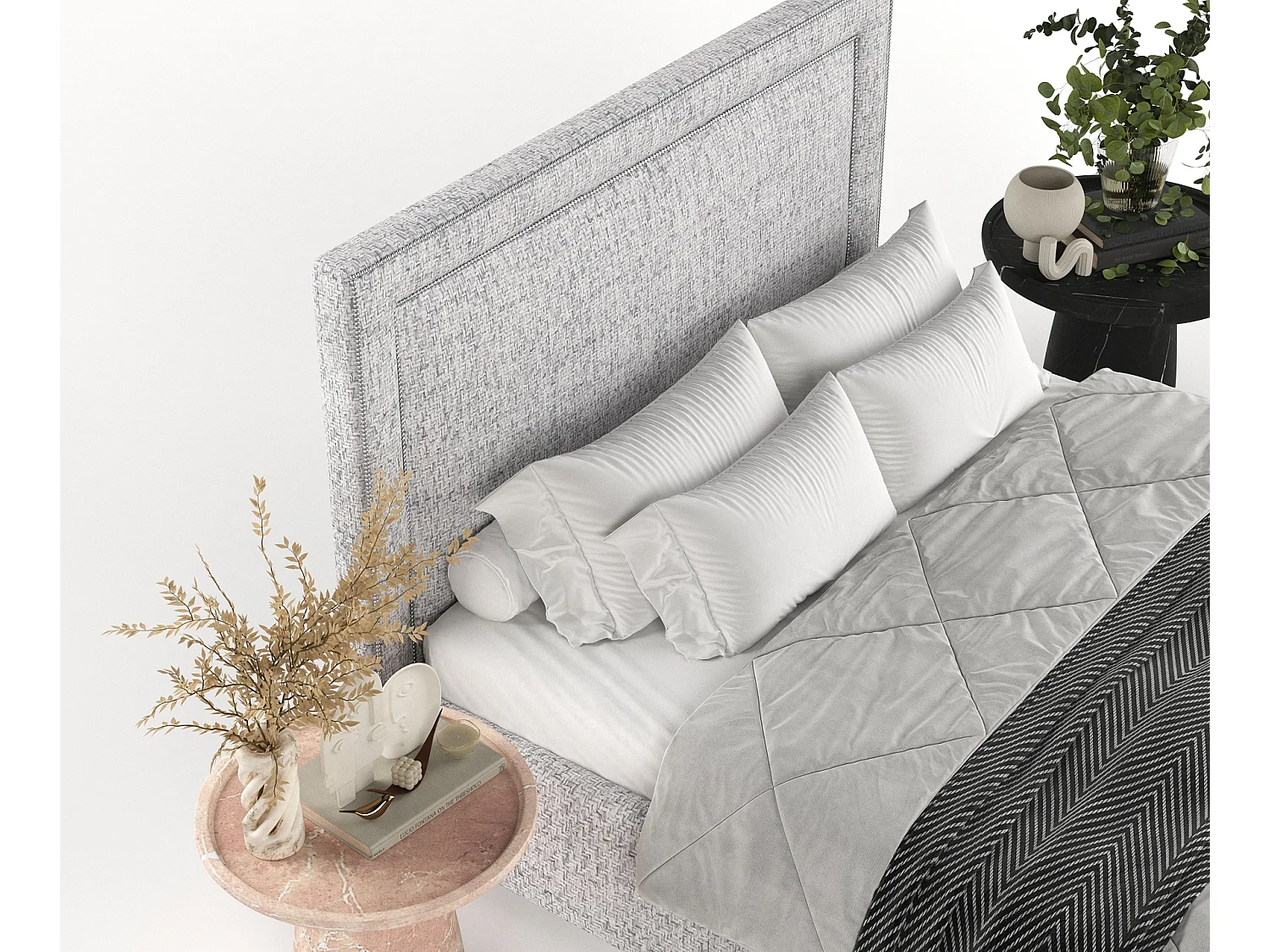 Polsterbett Como - 180 x 200 cm - Webstoff - hellgrau