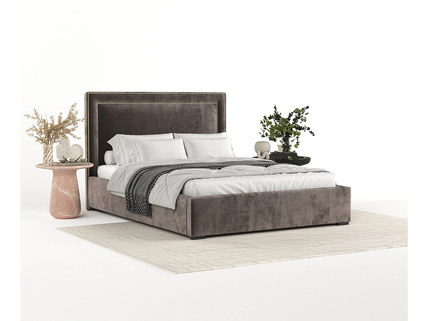 Polsterbett Como - 140 x 200 cm - Chenille-Stoff - braun