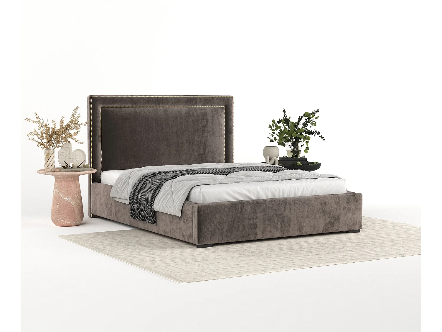 Polsterbett Como - 140 x 200 cm - Chenille-Stoff - braun