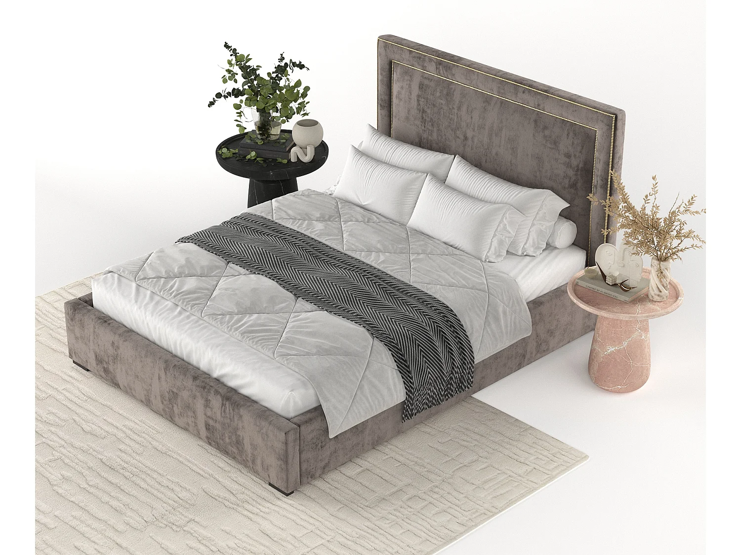 Polsterbett Como - 140 x 200 cm - Chenille-Stoff - braun