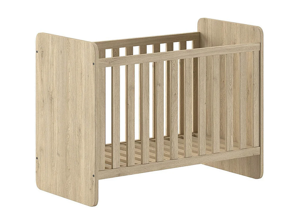 MARCO - Lit Bébé 60x120cm Evolutif en 90x200cm Aspect Chêne clair