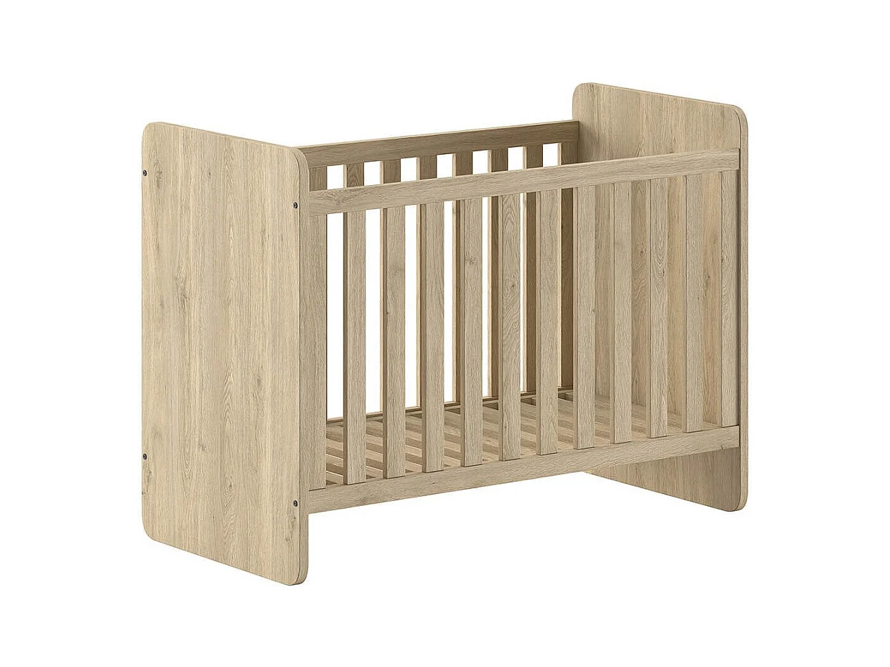 MARCO - Lit Bébé 60x120cm Evolutif en 90x200cm Aspect Chêne clair