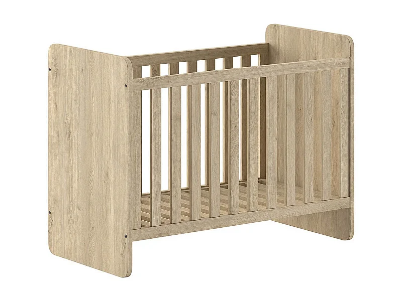 MARCO - Lit Bébé 60x120cm Evolutif en 90x200cm Aspect Chêne clair