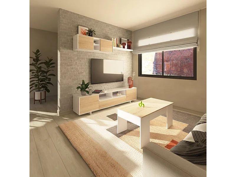 Salón Kenzo Blanco Brillo - Roble Canadian