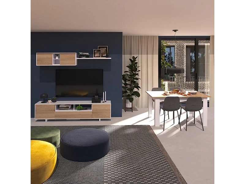 Salón Kenzo Blanco Brillo - Roble Canadian