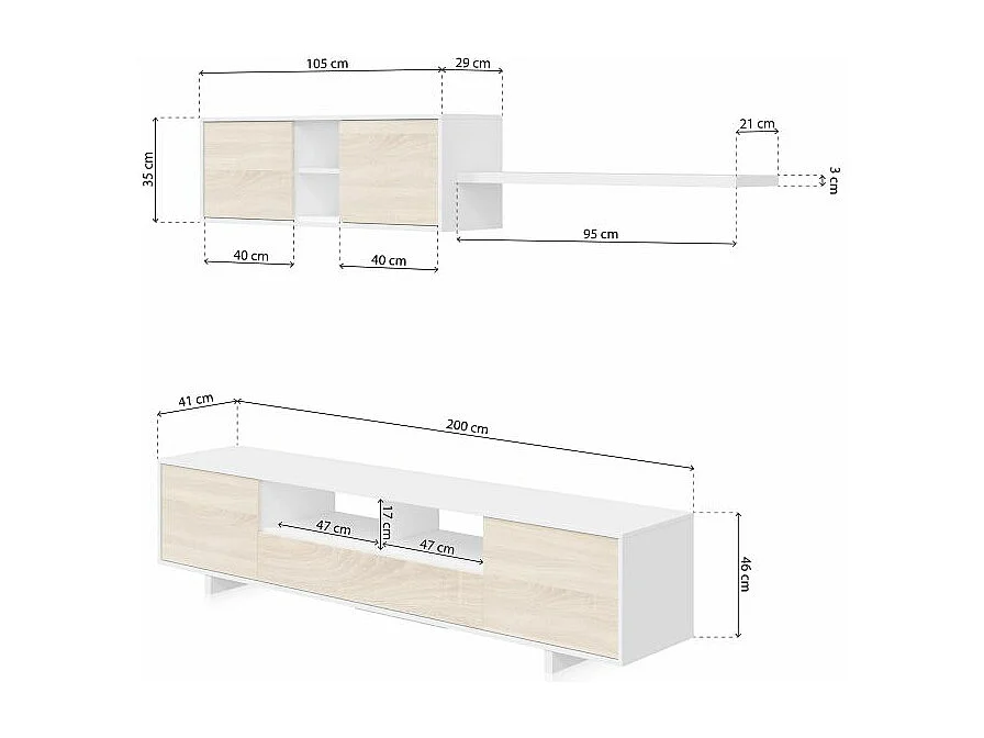 Salón Kenzo Blanco Brillo - Roble Canadian