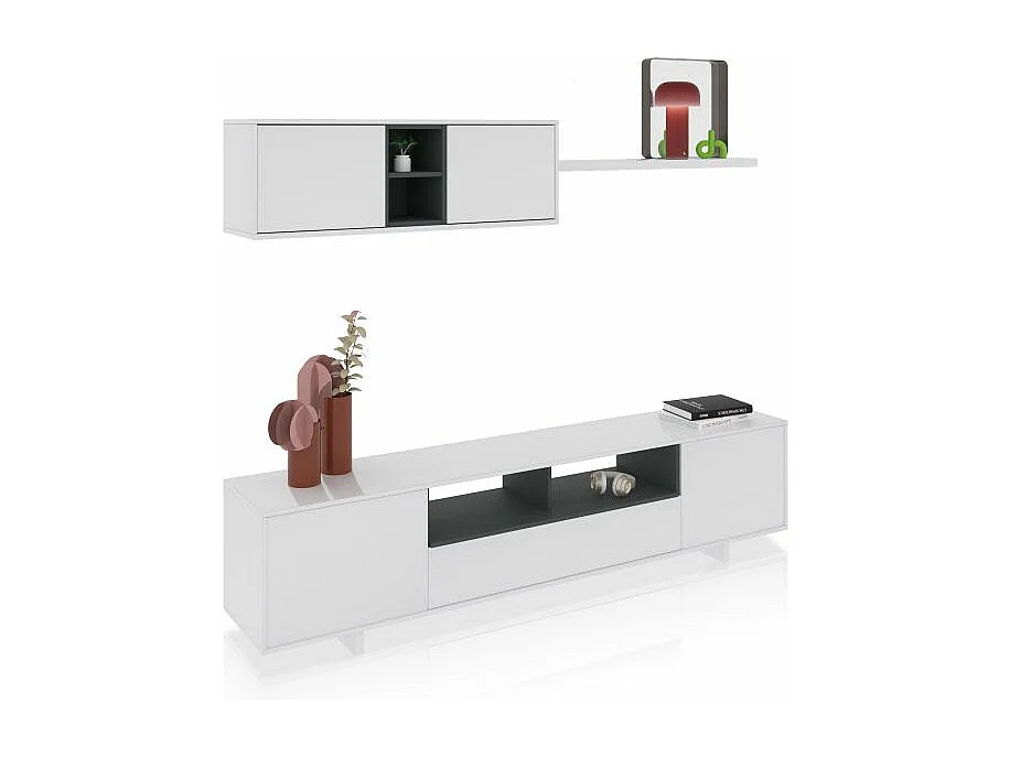 Salón Kenzo Blanco Brillo - Gris Antracita