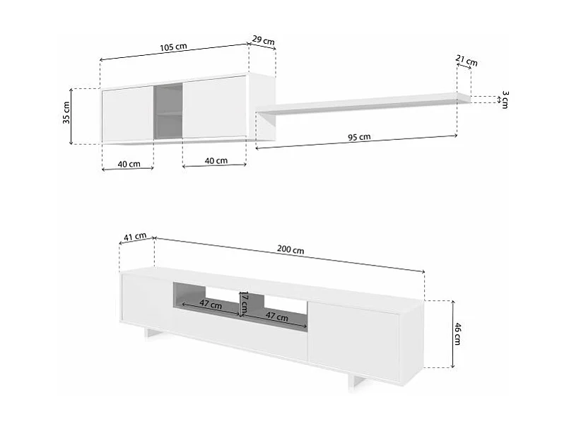 Salón Kenzo Blanco Brillo - Gris Antracita
