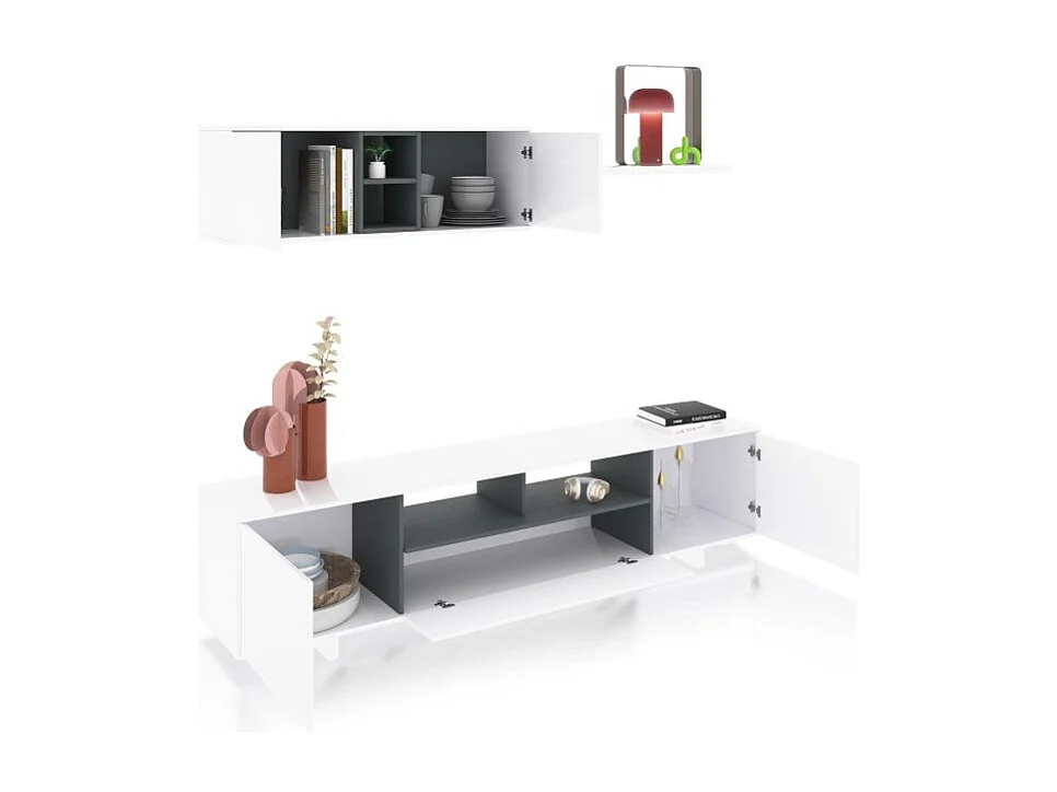 Salón Kenzo Blanco Brillo - Gris Antracita