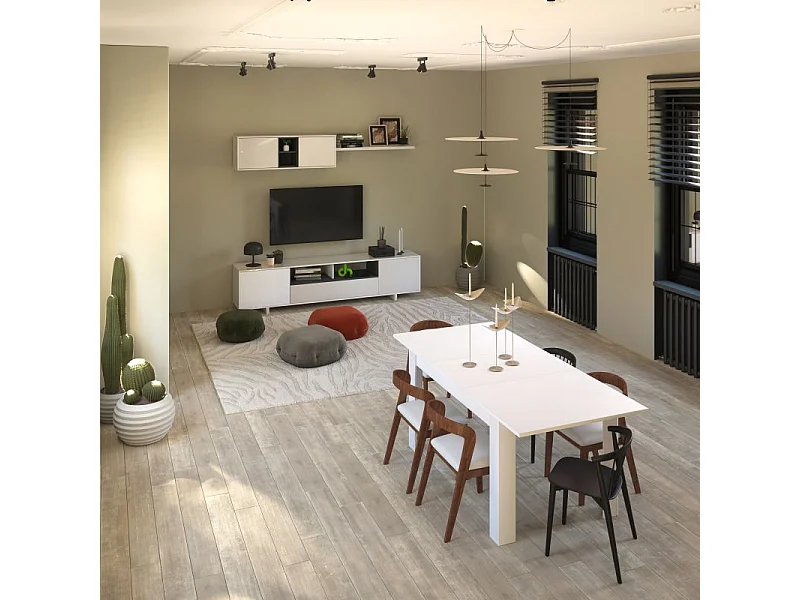 Salón Kenzo Blanco Brillo - Gris Antracita