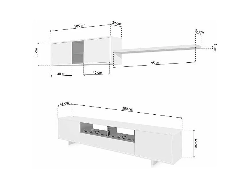 Salón Kenzo Blanco Brillo - Gris Antracita