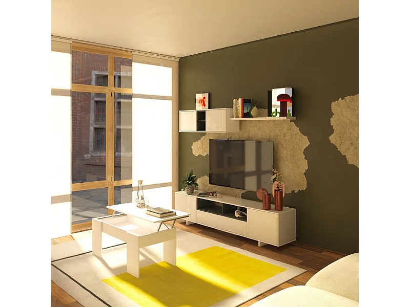 Salón Kenzo Blanco Brillo - Gris Antracita