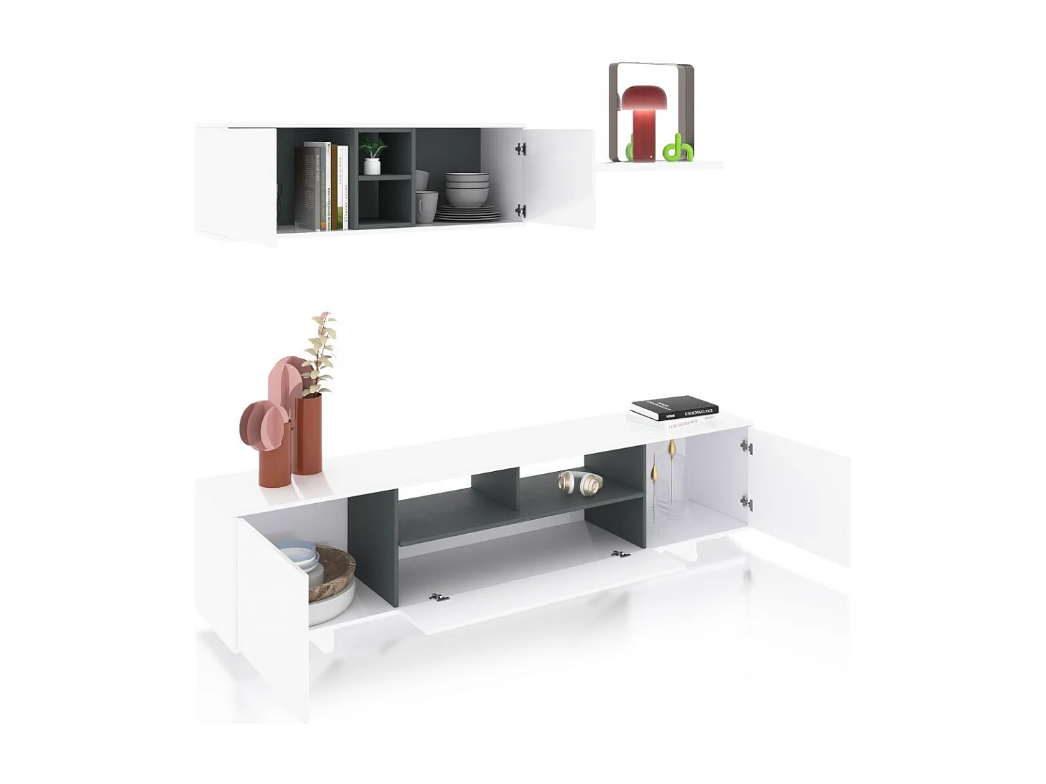 Salão Kenzo Blanco Brillo - Gris Antracita