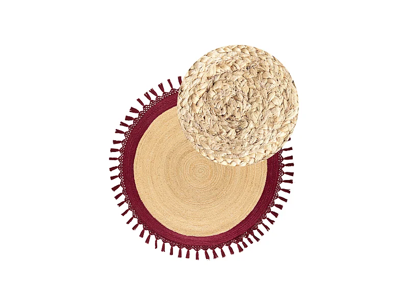Teppich MARTS ø 140 cm Jute Dunkelrot