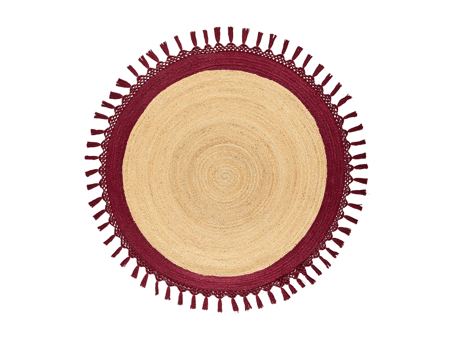 Tappeto iuta beige e rosso ⌀ 140 cm MARTS