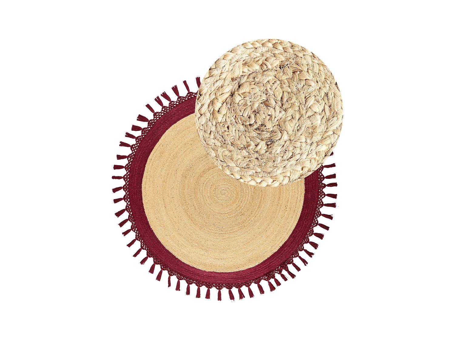 Tappeto iuta beige e rosso ⌀ 140 cm MARTS