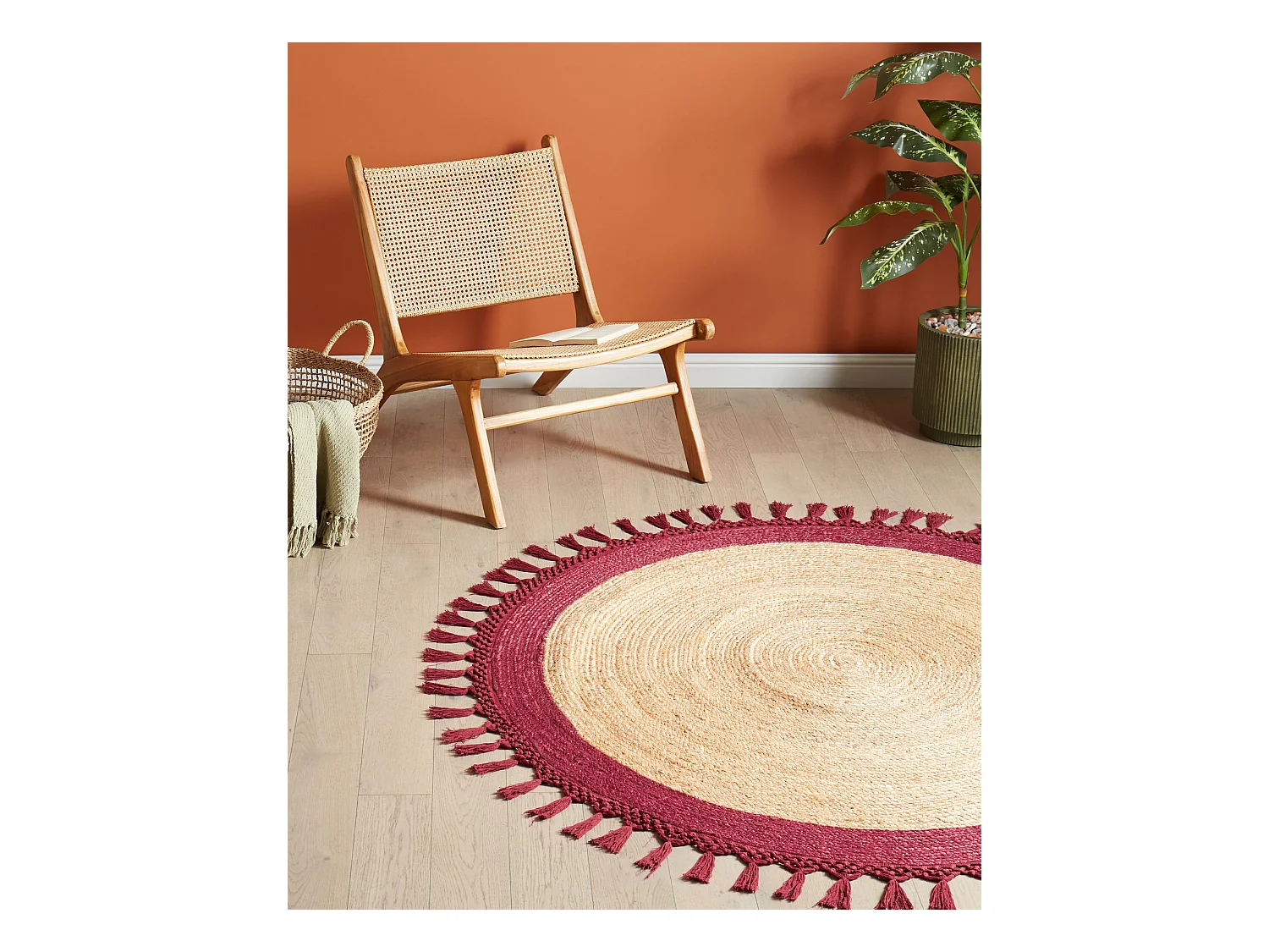 Teppich MARTS ø 140 cm Jute Dunkelrot