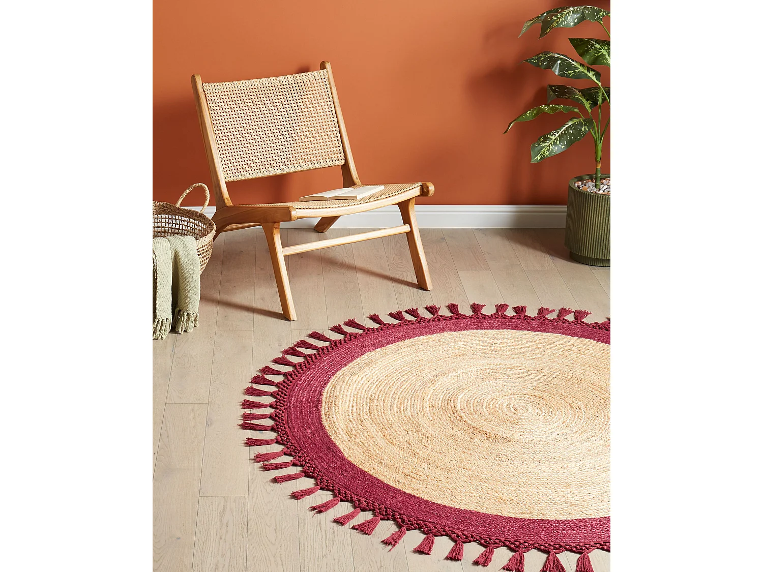 Teppich MARTS ø 140 cm Jute Dunkelrot