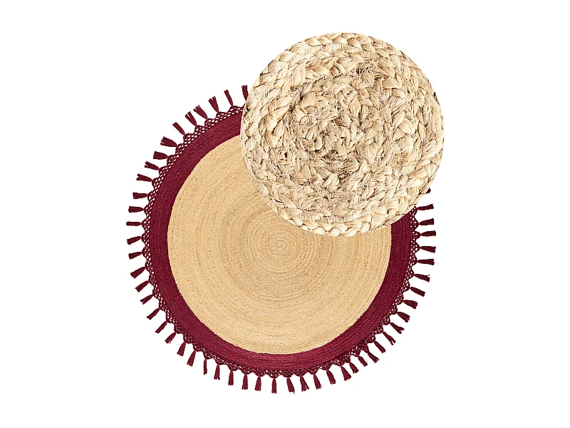 Vloerkleed MARTS ø 140 cm Jute Donkerrood