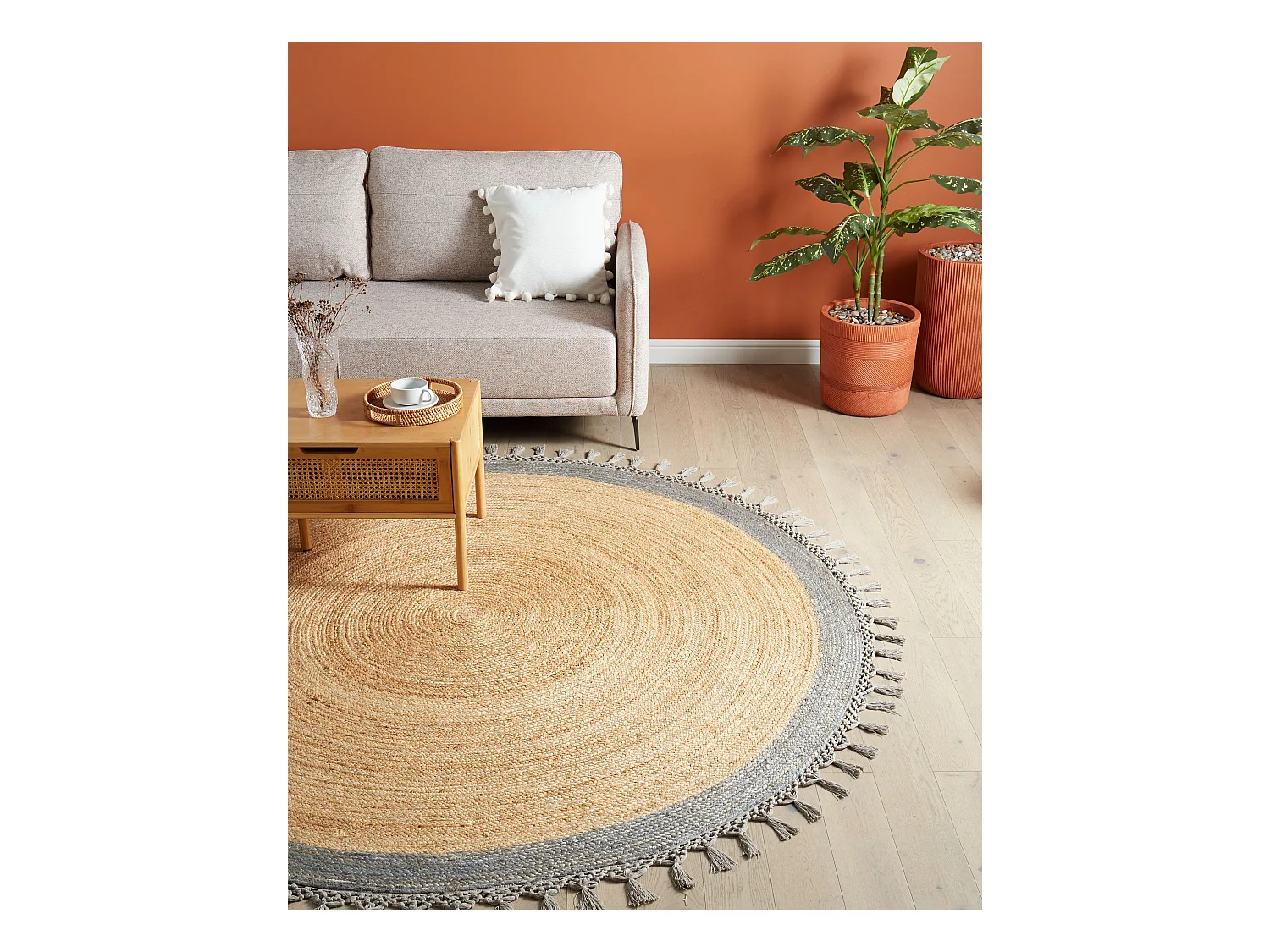 Vloerkleed MARTS ø 200 cm Jute Grijs