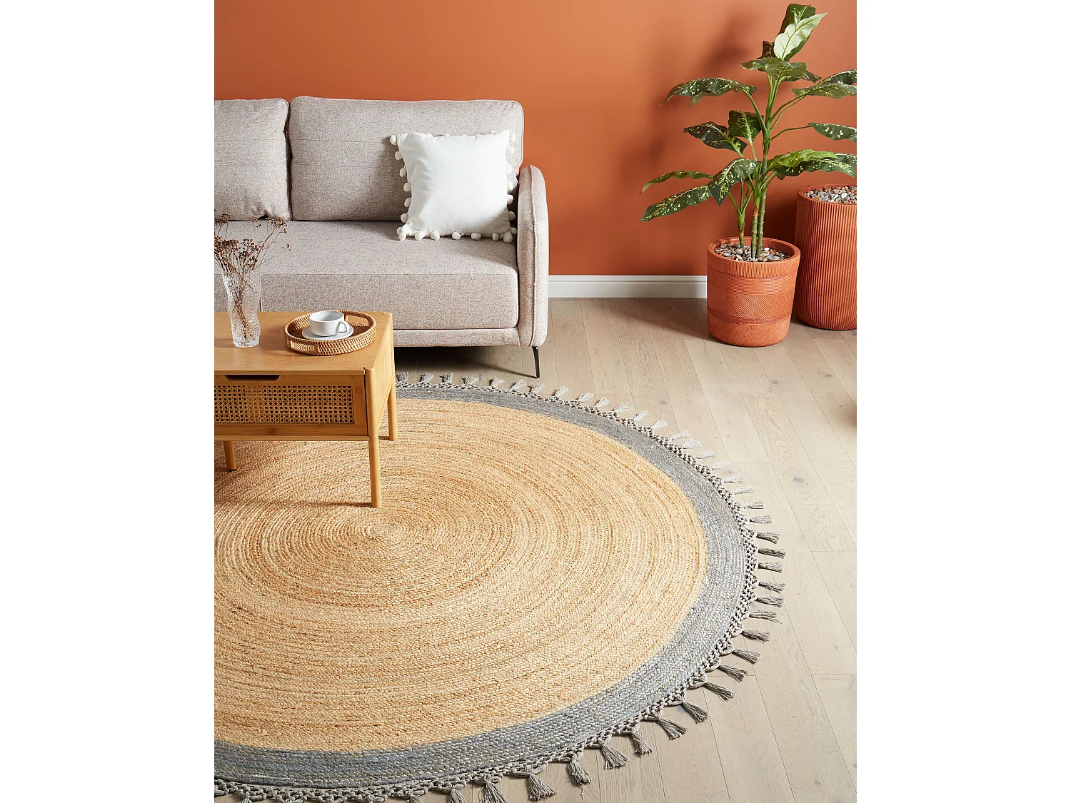 Teppich MARTS ø 200 cm Jute Grau