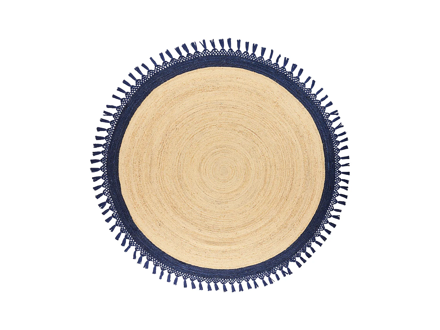 Vloerkleed MARTS ø 200 cm Jute Donkerblauw