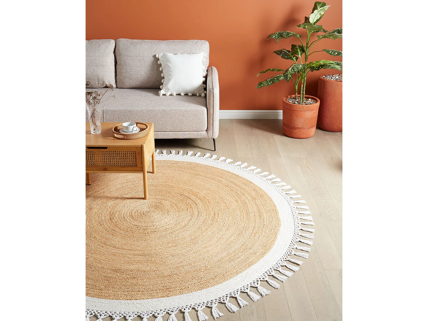 Teppich MARTS ø 200 cm Jute Weiss