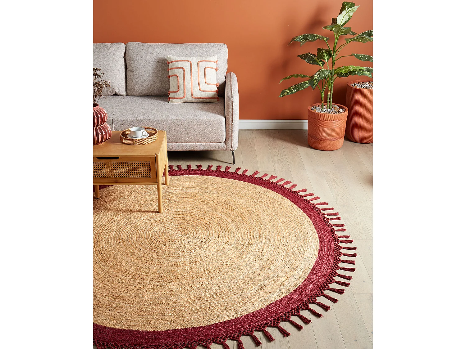 Tapis MARTS Rouge foncé ø 200 cm Jute