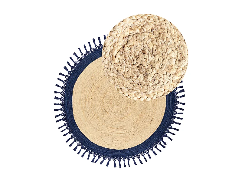 Teppich MARTS ø 140 cm Jute Dunkelblau