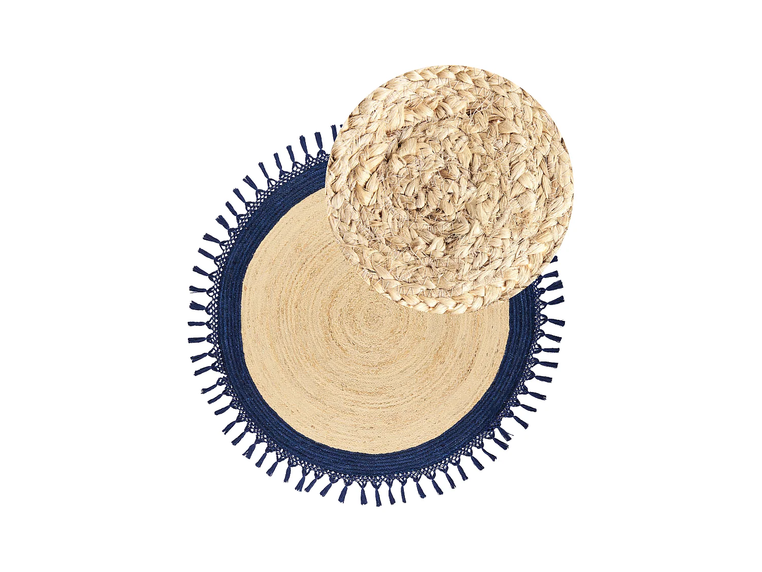 Tappeto iuta beige e blu scuro ⌀ 140 cm MARTS