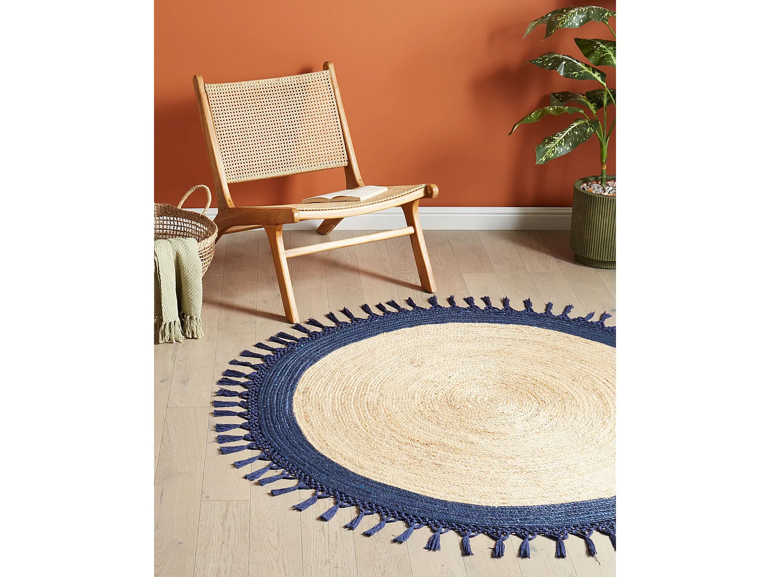 Alfombra MARTS ø 140 cm Yute Azul oscuro