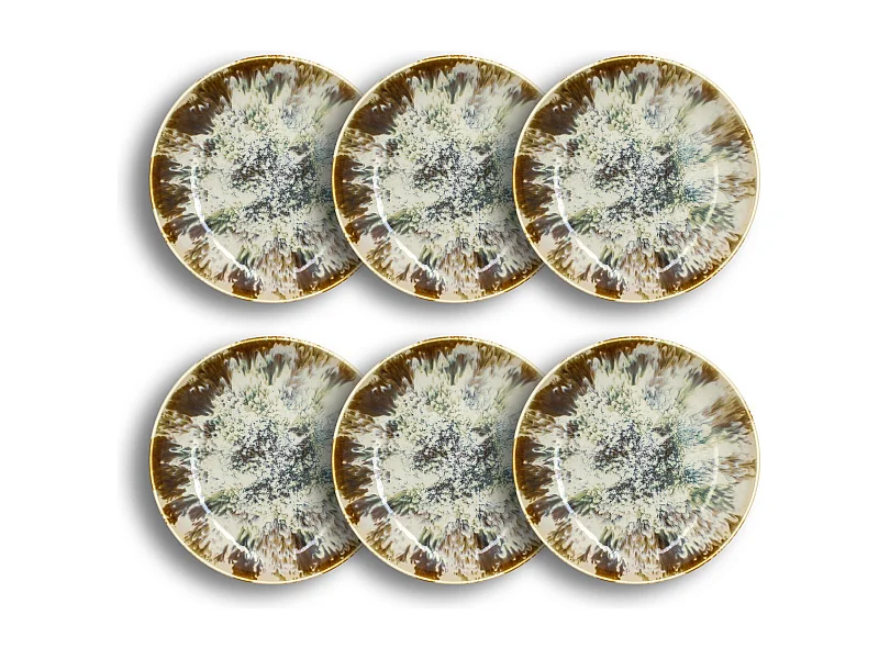 Novastyl - Lot 6 Assiettes Grande Calotte Maka Porcelaine 26cm