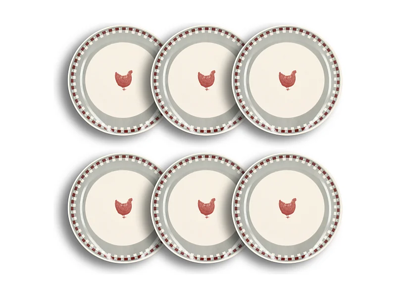 Novastyl - Lot 6 Assiettes Plates Gallina 26cm En Gres