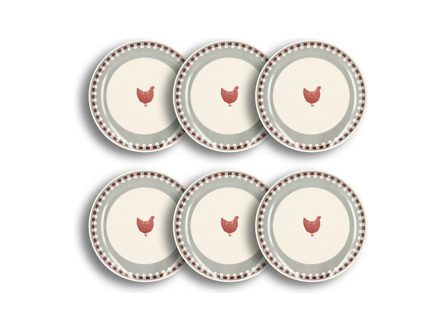 Novastyl - Lot 6 Assiettes Plates Gallina 26cm En Gres