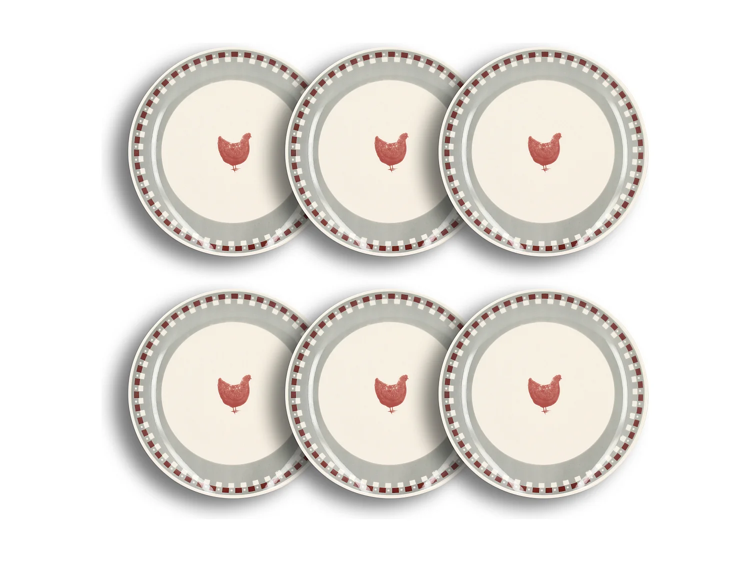 Novastyl - Lot 6 Assiettes Plates Gallina 26cm En Gres