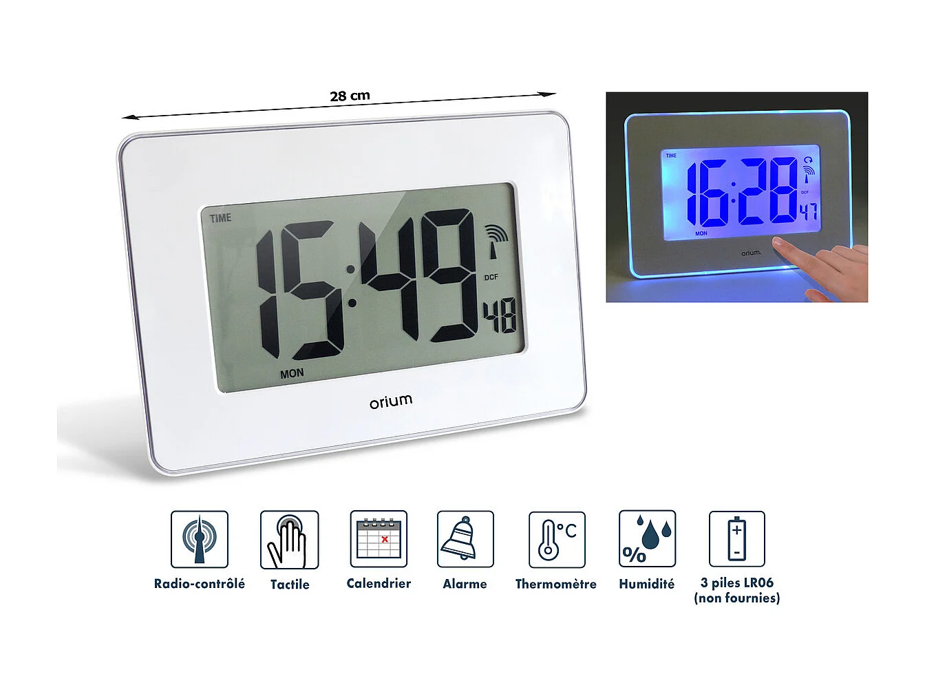 Horloge digitale radio contrôlée Sensitive - Orium