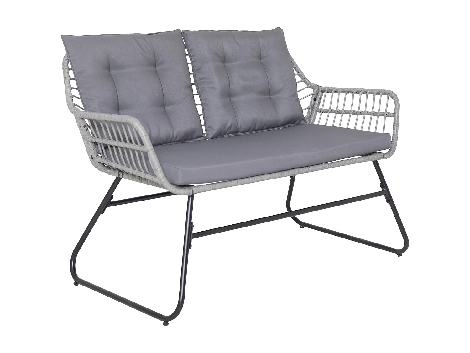 Ensemble de meubles de balcon SVITA CAPRI en polyrotin pour l'extérieur, 4 pièces Salon de jardin gris clair