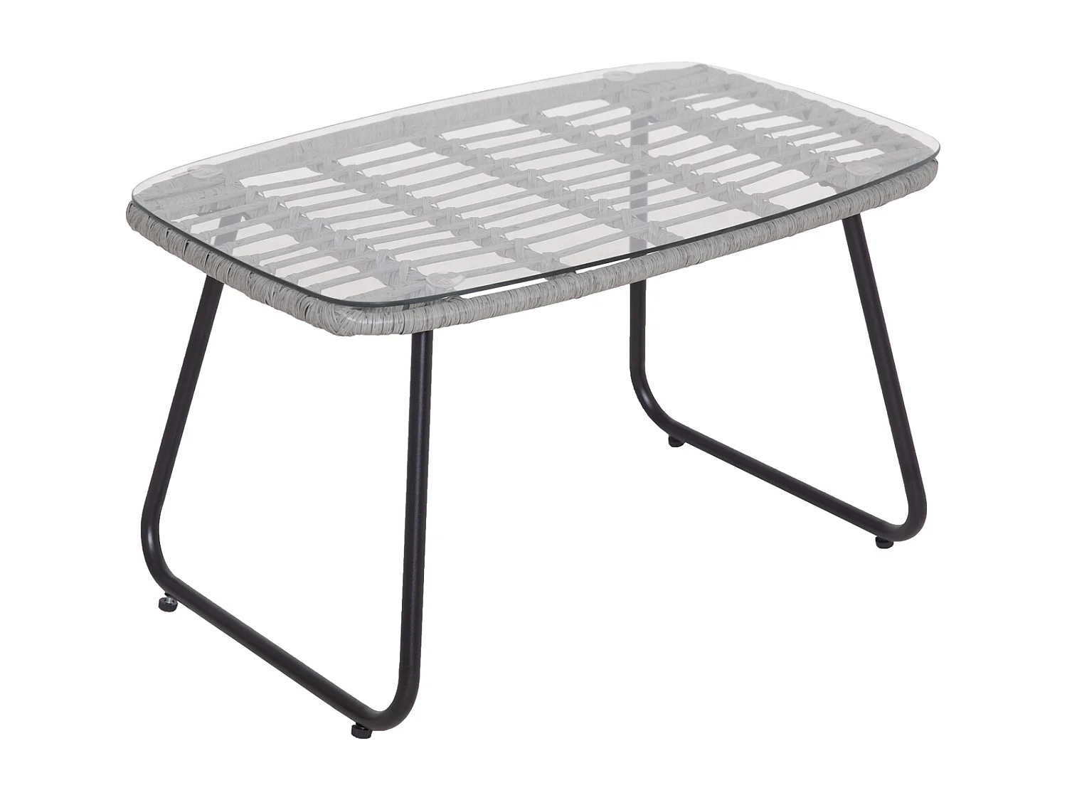 Ensemble de meubles de balcon SVITA CAPRI en polyrotin pour l'extérieur, 4 pièces Salon de jardin gris clair