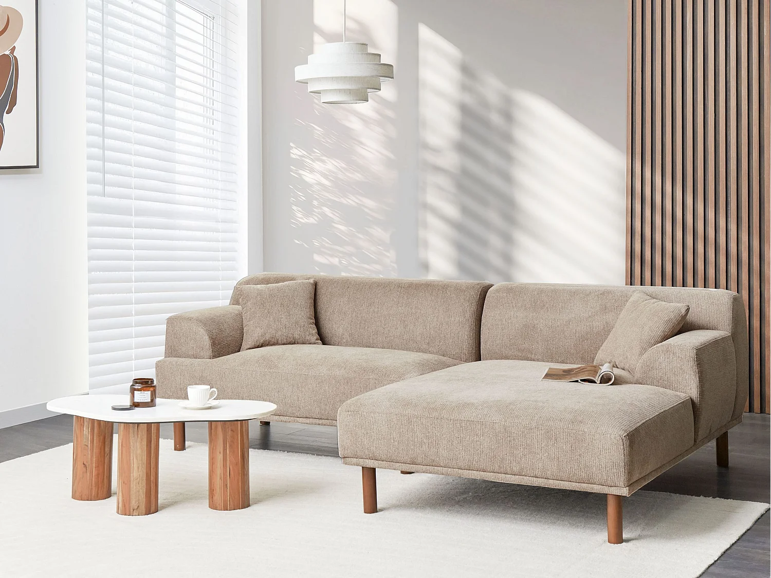 Ecksofa HOLT Stoff Taupe 3-Sitzer linksseitig