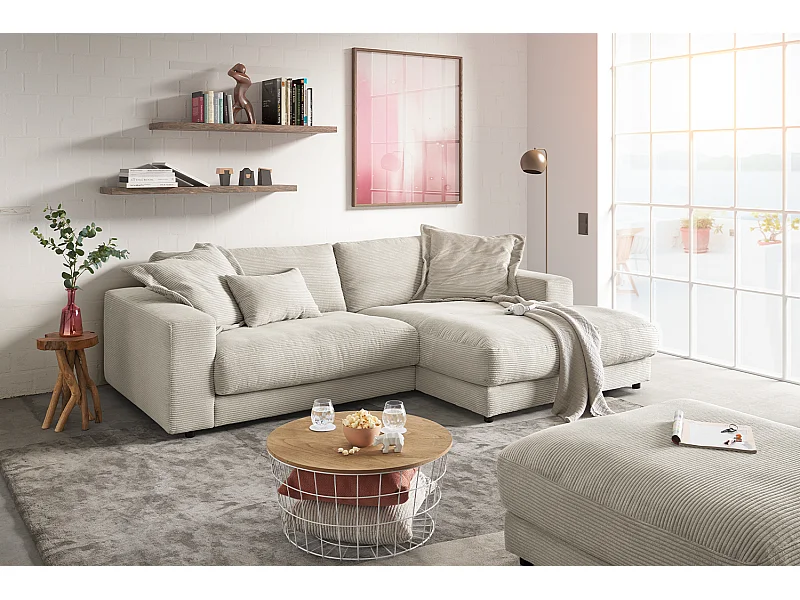 Canapé - gris clair Velours côtelé - MADELINE